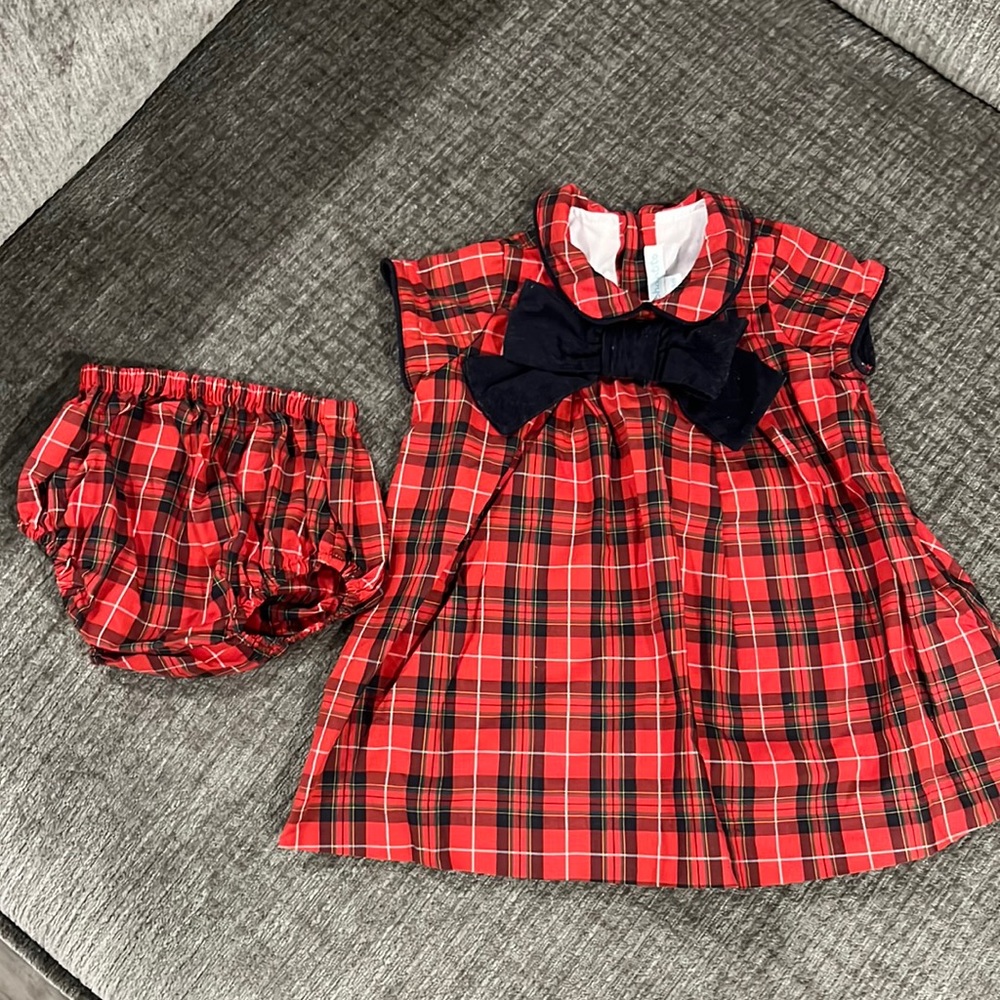 EUC Elephantito Christmas dress and bloomers (9M)